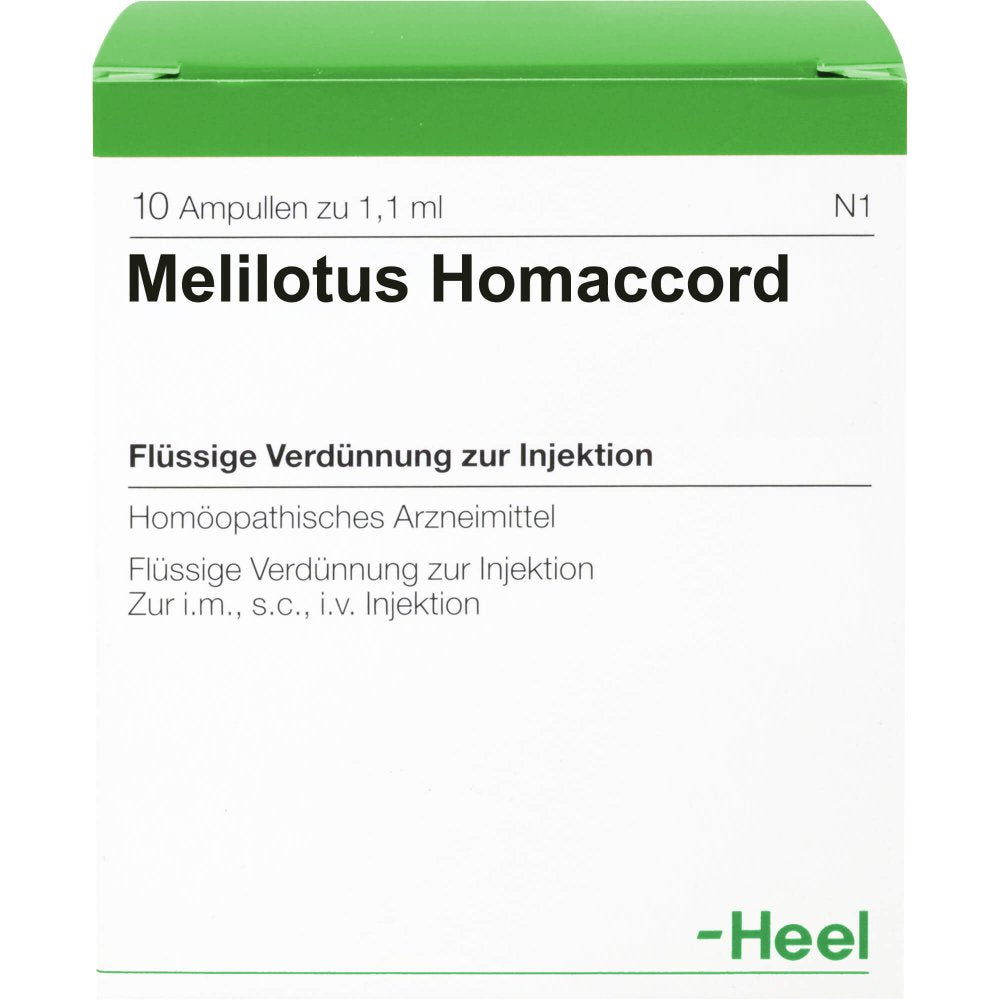 Das Produktfoto zeigt Melilotus Homaccord Ampullen (10 stk) PZN 00665395