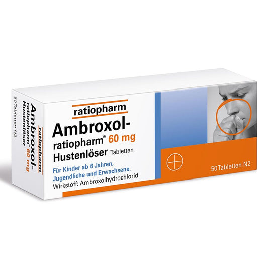 Das Produktfoto zeigt Ambroxol-Ratiopharm 60 Mg Hustenlöser Tabletten (50 stk) PZN 00680905