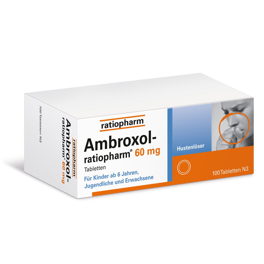 Das Produktfoto zeigt Ambroxol-Ratiopharm 60 Mg Hustenlöser Tabletten (100 stk) PZN 00680911