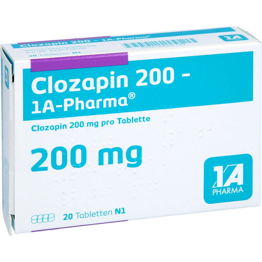 Das Produktfoto zeigt Clozapin 200-1a Pharma Tabletten (20 stk) PZN 00682749