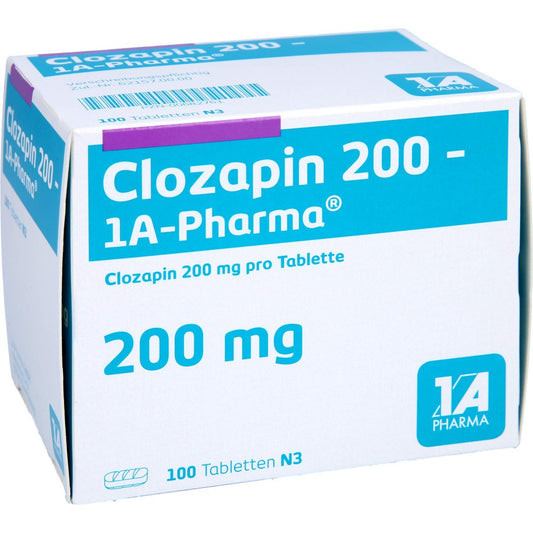 Das Produktfoto zeigt Clozapin 200-1a Pharma Tabletten (100 stk) PZN 00682761
