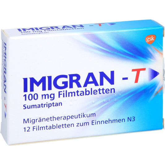 Das Produktfoto zeigt Imigran T 100 Mg Filmtabletten (12 stk) PZN 00686411
