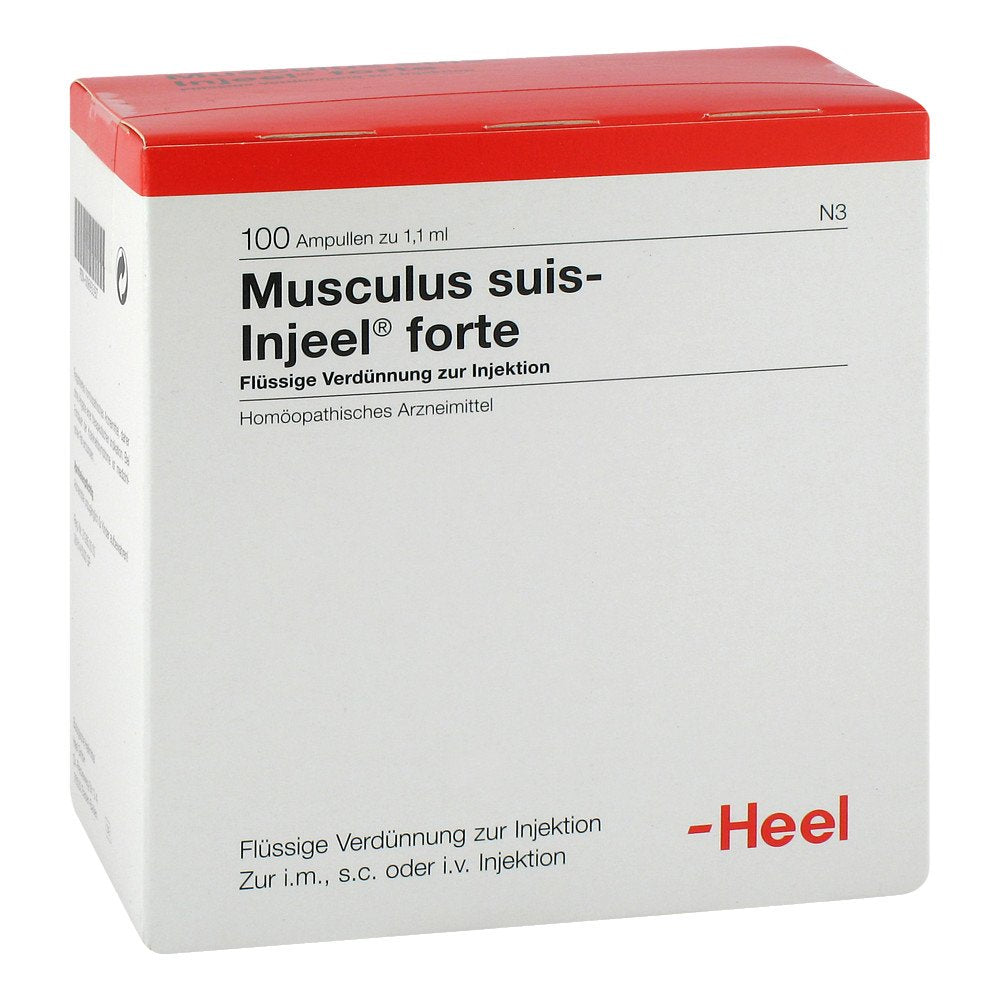 Das Produktfoto zeigt Musculus Suis Injeel Forte Ampullen (100 stk) PZN 00693397