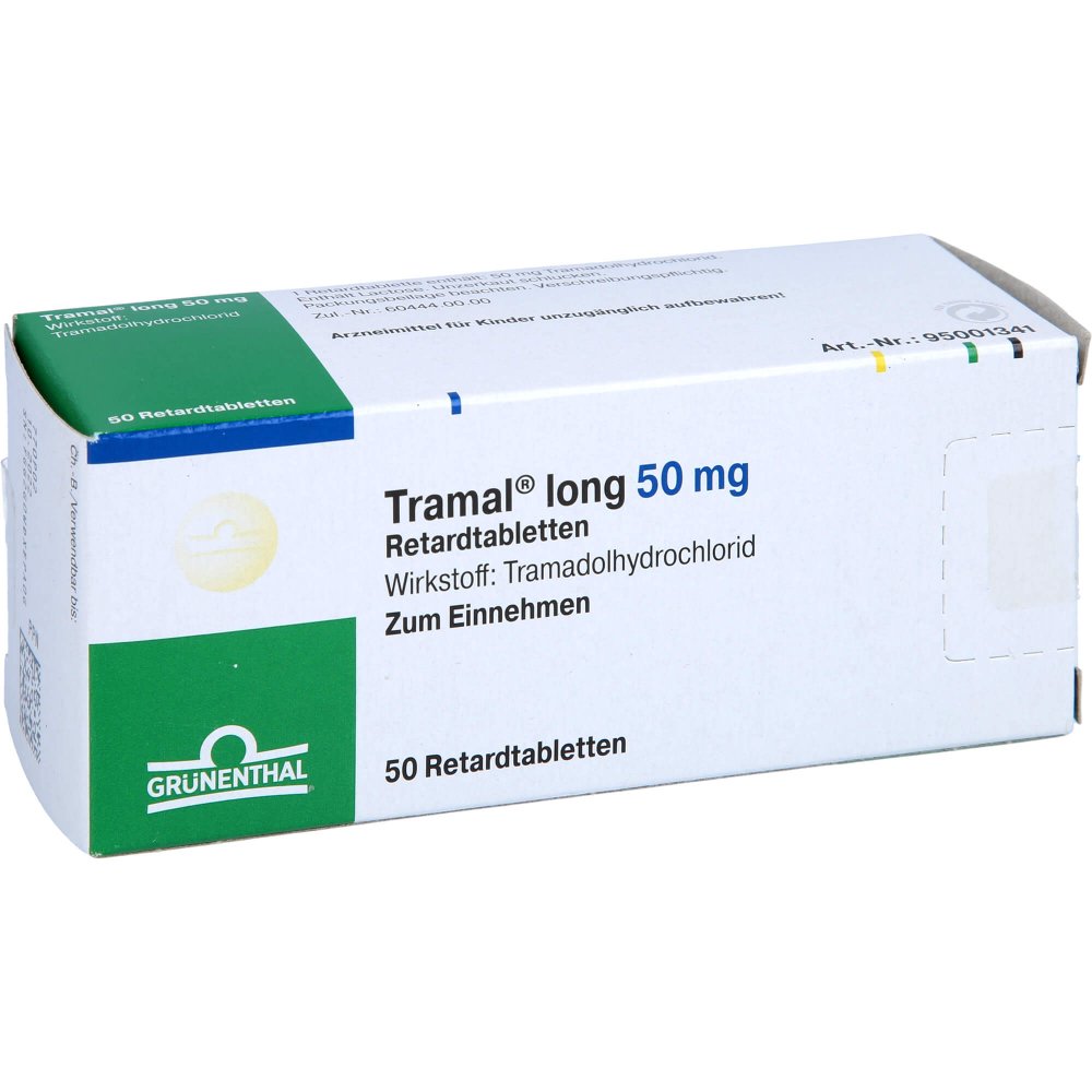 Das Produktfoto zeigt Tramal Long 50 Mg Retardtabletten (50 stk) PZN 00698377