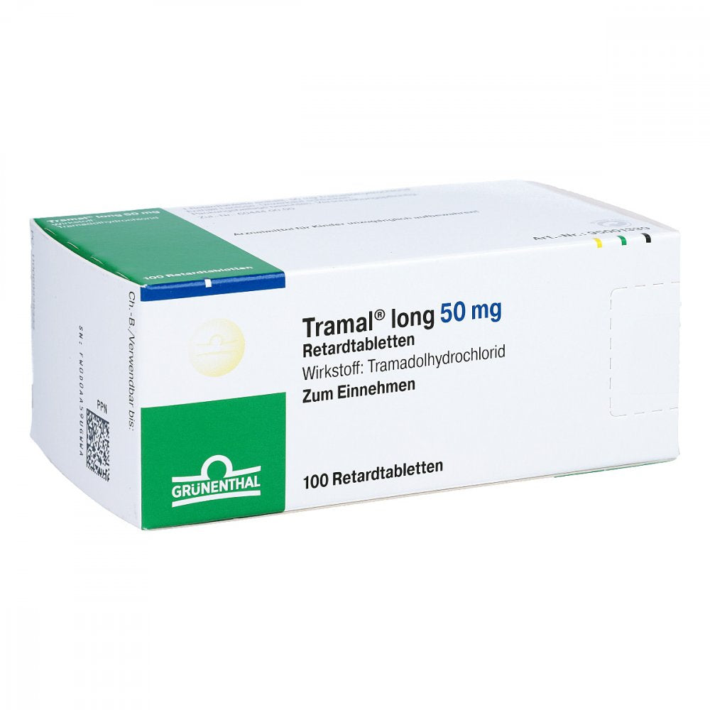Das Produktfoto zeigt Tramal Long 50 Mg Retardtabletten (100 stk) PZN 00698383