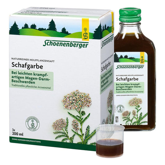 Das Produktfoto zeigt Schafgarbensaft Schoenenberger Heilpfl.Säfte (3X200 ml) PZN 00700128