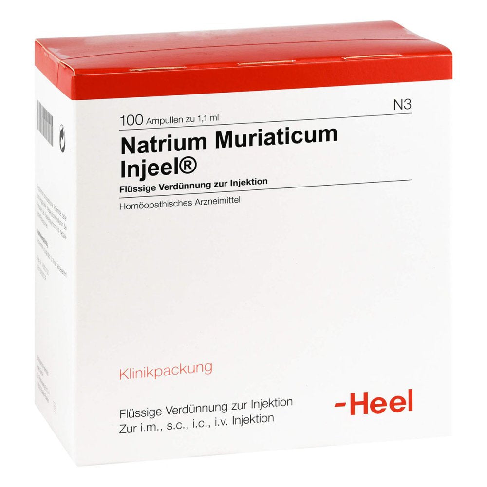Das Produktfoto zeigt Natrium Muriaticum Injeel Ampullen (100 stk) PZN 00704391
