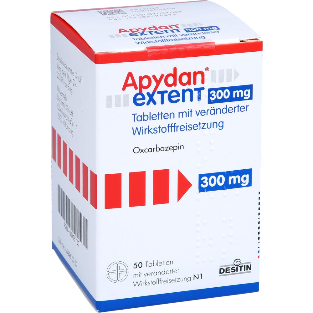 Das Produktfoto zeigt Apydan Extent 300 Mg Tab.M.Veränd.Wirkst.-Frs. (50 stk) PZN 00705700