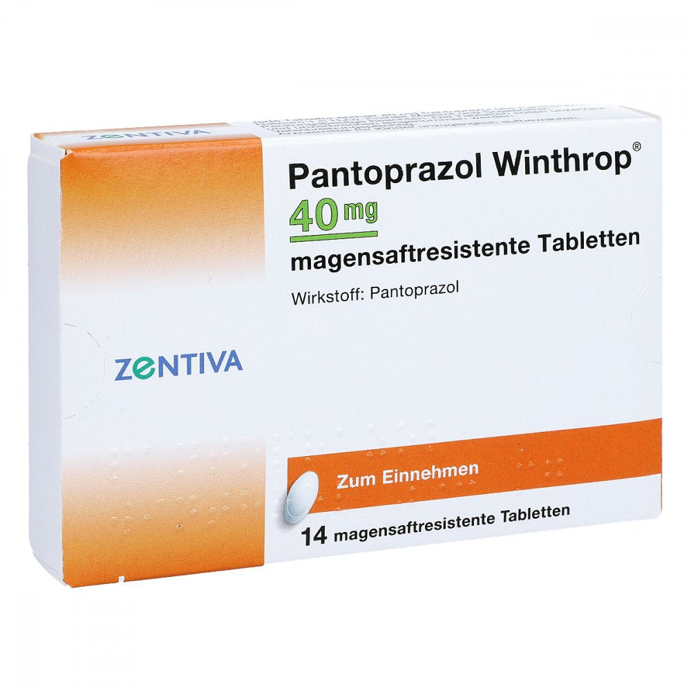 Das Produktfoto zeigt Pantoprazol Winthrop 40 Mg Magensaftres.Tabletten (14 stk) PZN 00706680