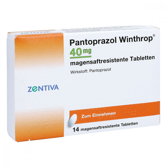 Das Produktfoto zeigt Pantoprazol Winthrop 40 Mg Magensaftres.Tabletten (14 stk) PZN 00706680