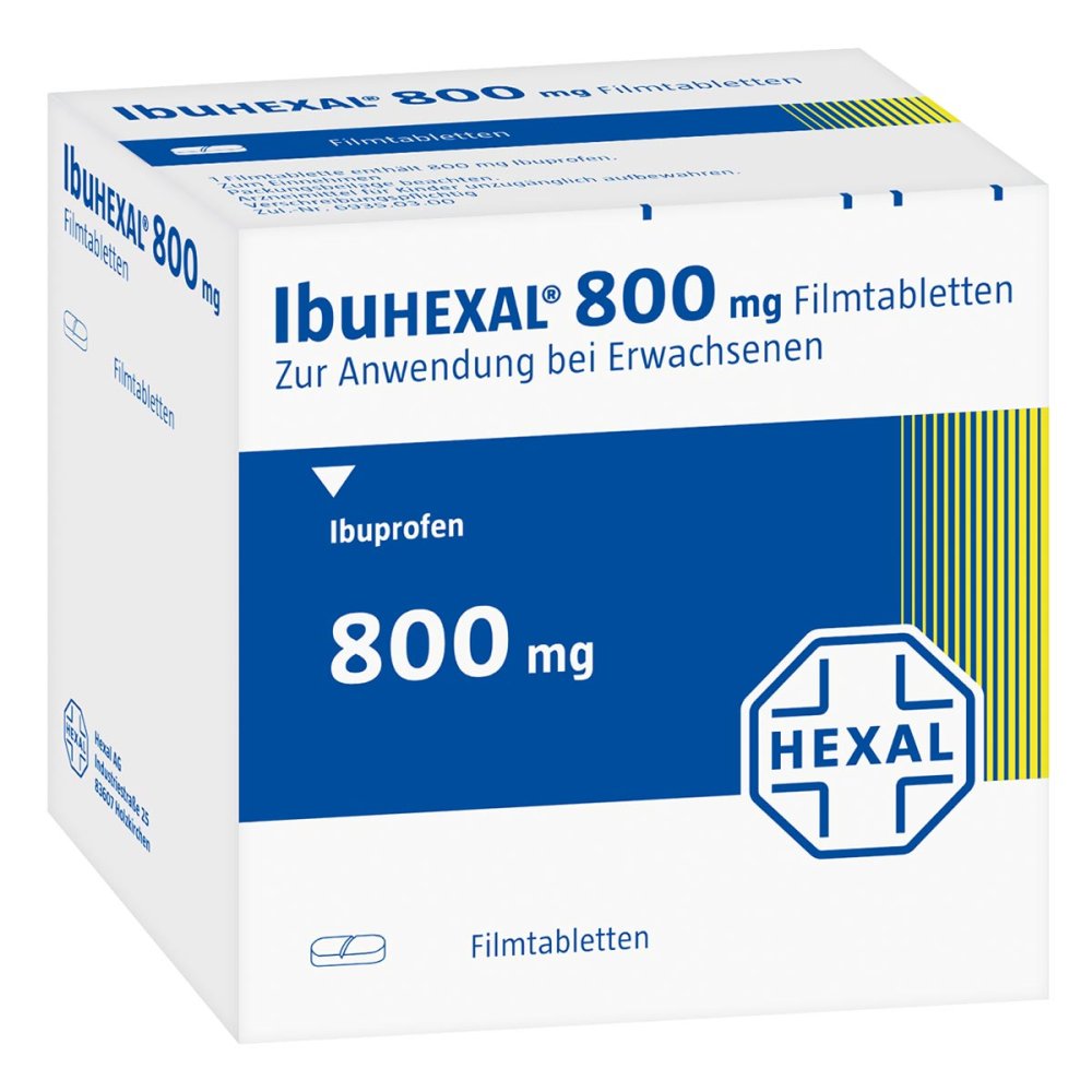 Das Produktfoto zeigt Ibuhexal 800 Filmtabletten (10 stk) PZN 00709017
