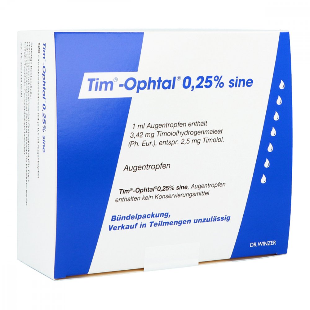 Das Produktfoto zeigt Tim Ophtal 0,25% Sine Augentropfen (120X0.5 ml) PZN 00718536