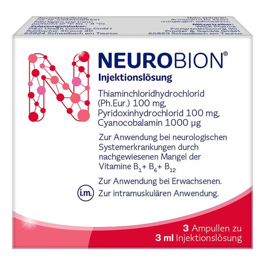 Das Produktfoto zeigt Neurobion Ampullen (3X3 ml) PZN 00720674