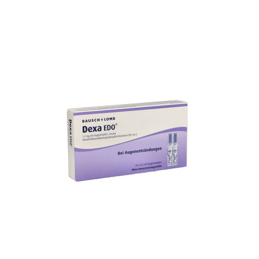 Das Produktfoto zeigt Dexa Edo Augentropfen (10X0.5 ml) PZN 00730916