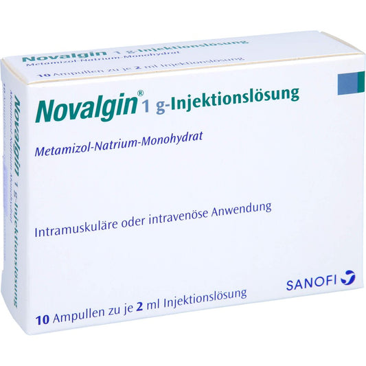 Das Produktfoto zeigt Novalgin 1 G-Injektionslösung Ampullen (10X2 ml) PZN 00731465