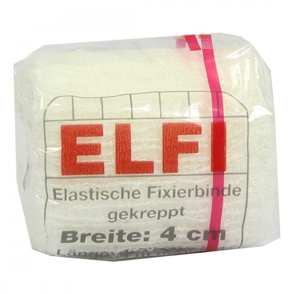 Das Produktfoto zeigt Dracoelfi Elast.Fixierbinde 4 Cmx4 M Gekrep.Cello (1 stk) PZN 00736132