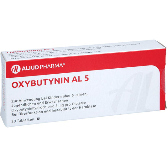 Das Produktfoto zeigt Oxybutynin Al 5 Tabletten (30 stk) PZN 00739509