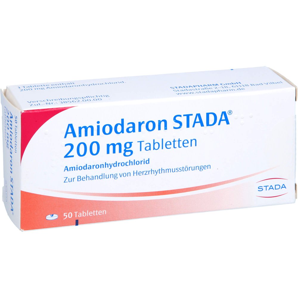 Das Produktfoto zeigt Amiodaron Stada 200 Mg Tabletten (50 stk) PZN 00748419