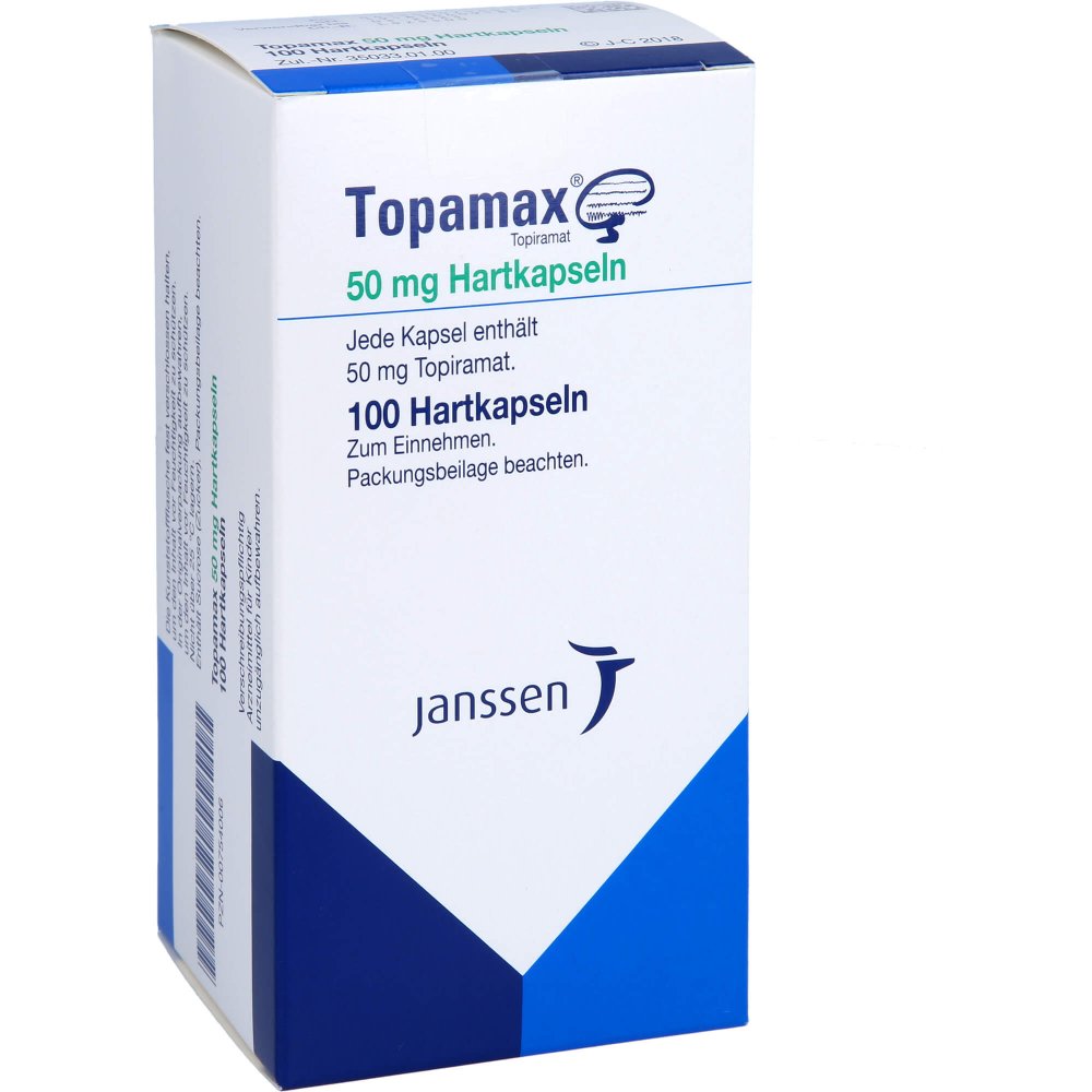 Das Produktfoto zeigt Topamax 50 Mg Hartkapseln (100 stk) PZN 00754006