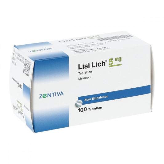 Das Produktfoto zeigt Lisilich 5 Mg Tabletten (100 stk) PZN 00755690