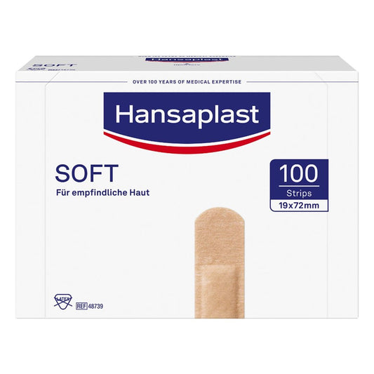 Das Produktfoto zeigt Hansaplast Soft Strips 19x72 Mm (100 stk) PZN 00757938