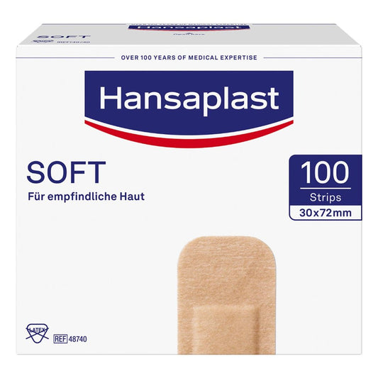 Das Produktfoto zeigt Hansaplast Soft Strips 30x72 Mm (100 stk) PZN 00757950