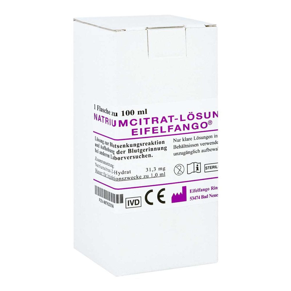 Das Produktfoto zeigt Natriumcitrat-Lösung 3,13% Eifelfango (100 ml) PZN 00762158