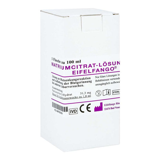 Das Produktfoto zeigt Natriumcitrat-Lösung 3,13% Eifelfango (100 ml) PZN 00762158