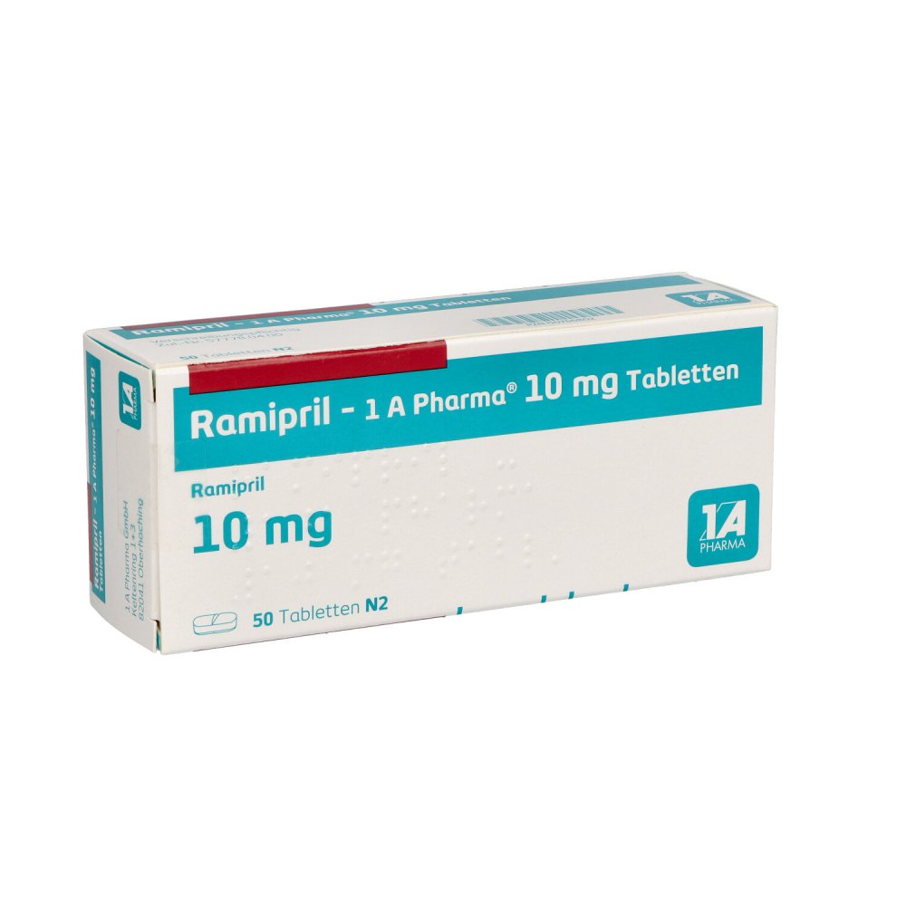 Das Produktfoto zeigt Ramipril-1a Pharma 10 Mg Tabletten (50 stk) PZN 00766802