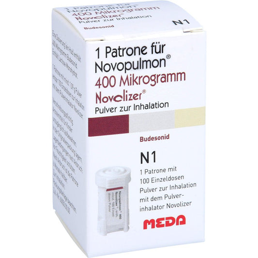 Das Produktfoto zeigt Novopulmon 400 Μg Novolizer Patrone 1x100 Ed (1X100 stk) PZN 00771909