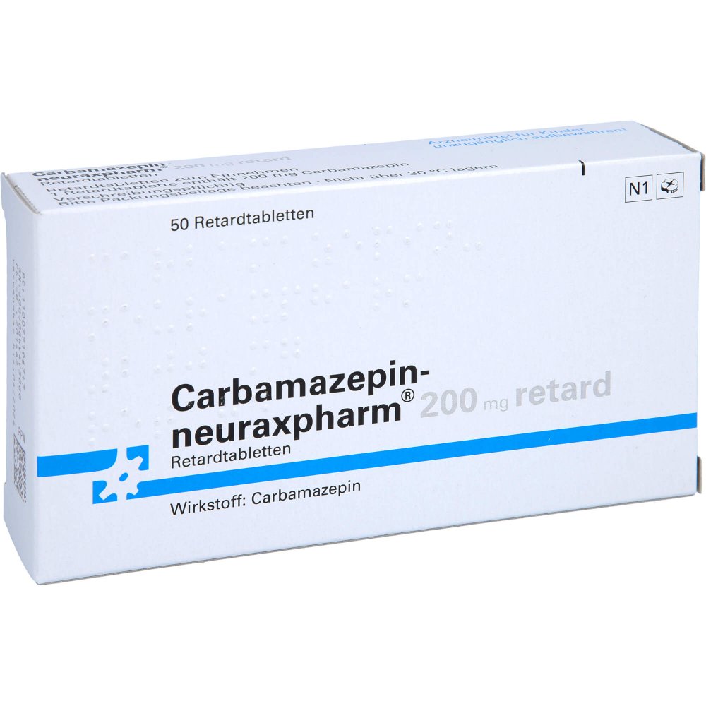 Das Produktfoto zeigt Carbamazepin-Neuraxpharm 200 Mg Retard Tabl. (50 stk) PZN 00771967