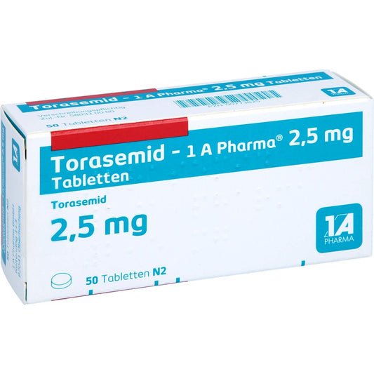 Das Produktfoto zeigt Torasemid-1a Pharma 2,5 Mg Tabletten (50 stk) PZN 00773825