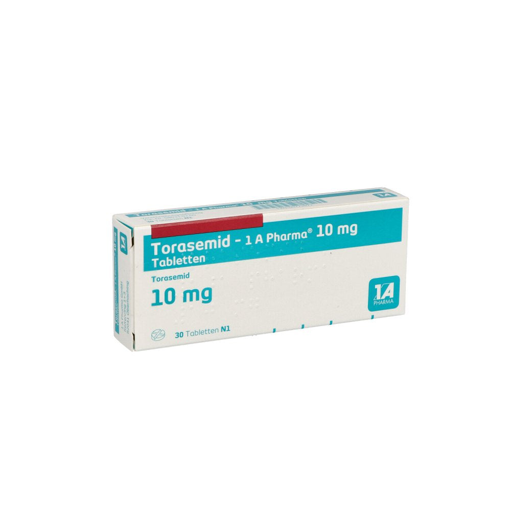 Das Produktfoto zeigt Torasemid-1a Pharma 10 Mg Tabletten (30 stk) PZN 00773972
