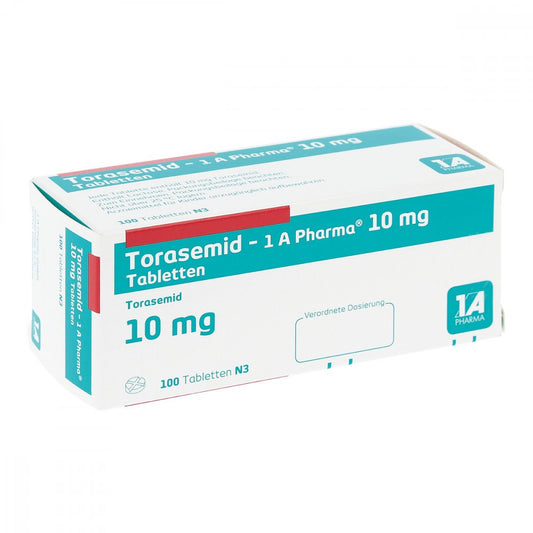 Das Produktfoto zeigt Torasemid-1a Pharma 10 Mg Tabletten (100 stk) PZN 00774026