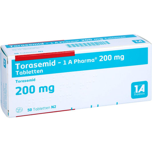Das Produktfoto zeigt Torasemid-1a Pharma 200 Mg Tabletten (50 stk) PZN 00774055