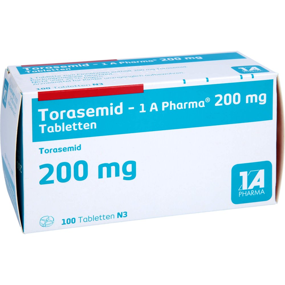 Das Produktfoto zeigt Torasemid-1a Pharma 200 Mg Tabletten (100 stk) PZN 00774061