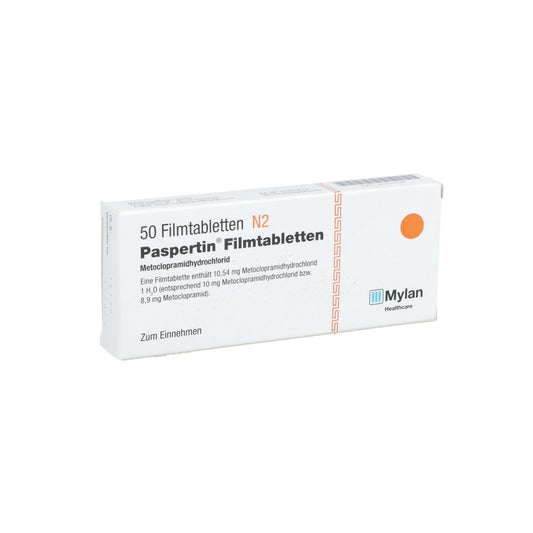 Das Produktfoto zeigt Paspertin Filmtabletten (50 stk) PZN 00777450