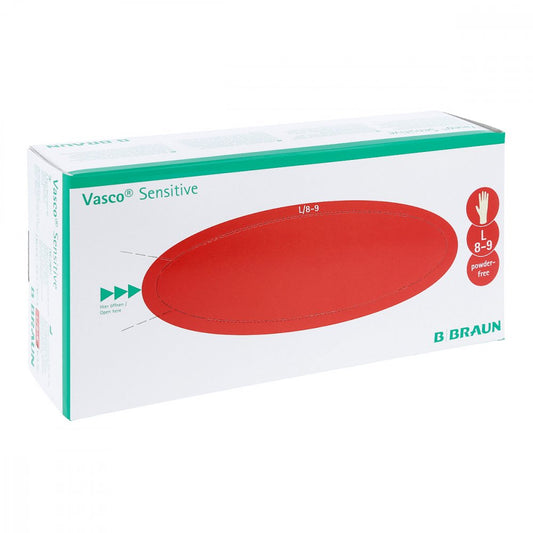 Das Produktfoto zeigt Vasco Sensitive Untersuchungshandschuhe Gr.L (100 stk) PZN 00801102