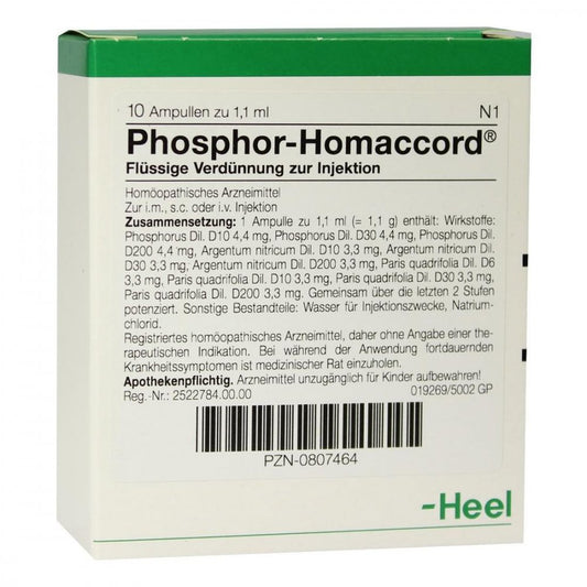 Das Produktfoto zeigt Phosphor Homaccord Ampullen (10 stk) PZN 00807464