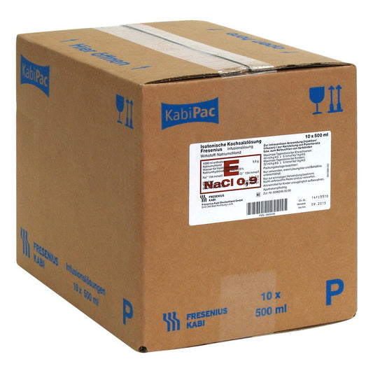 Das Produktfoto zeigt Isotonische Kochsalzlösung Fresenius Plastik (10X500 ml) PZN 00809109