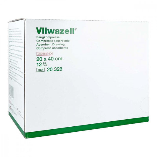 Das Produktfoto zeigt Vliwazell Saugkompressen Steril 20x40 Cm (12 stk) PZN 00809635
