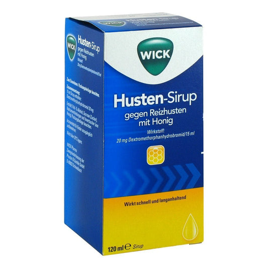 Das Produktfoto zeigt Wick Husten-Sirup Gegen Reizhusten Mit Honig (120 ml) PZN 00811589
