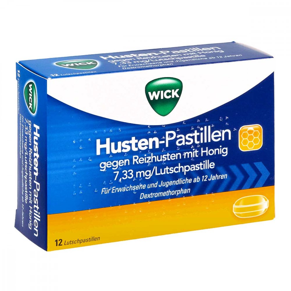 Das Produktfoto zeigt Wick Husten Pastillen Gg.Reizhusten M.Honig (12 stk) PZN 00811595