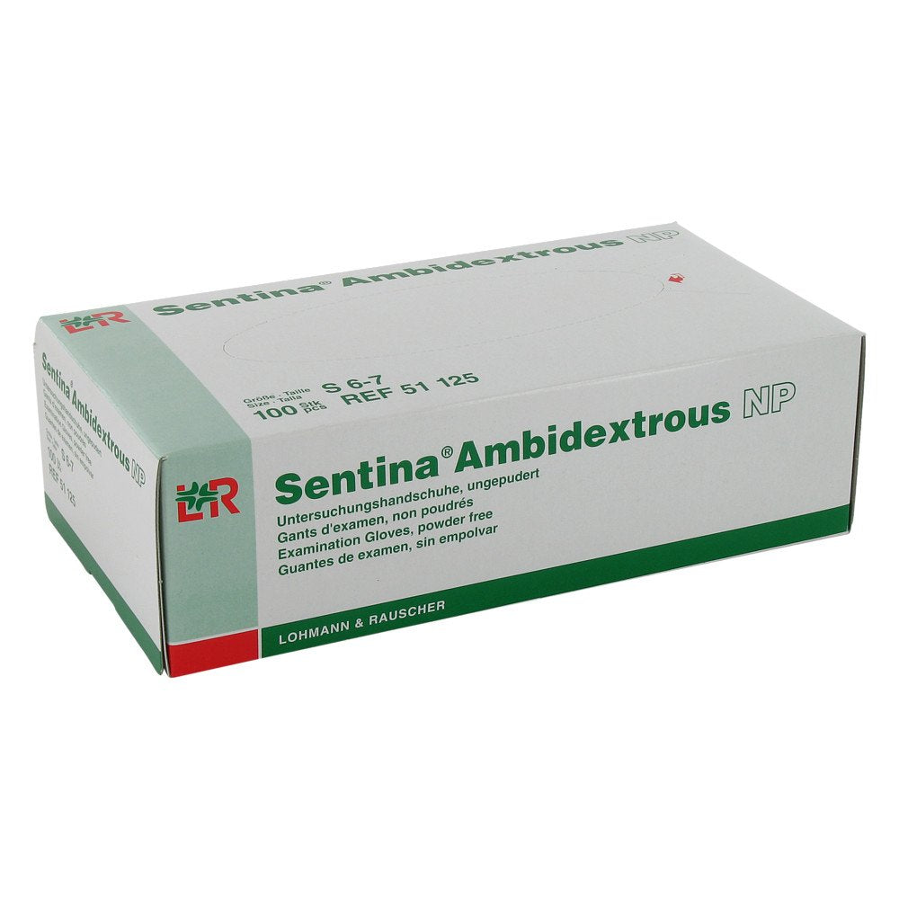 Das Produktfoto zeigt Sentina Ambidextrous Unters.Hands.Puderfr.Gr.S (100 stk) PZN 00816919