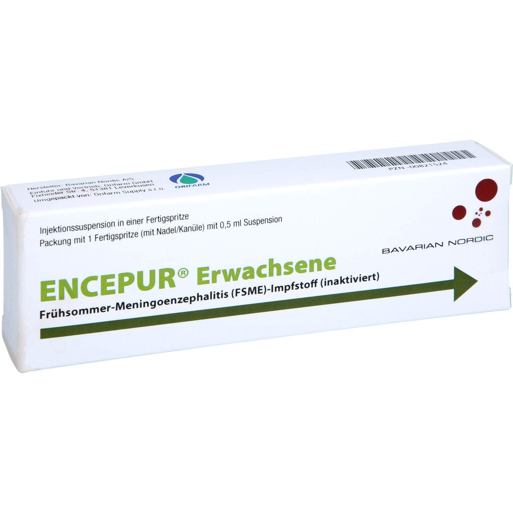Das Produktfoto zeigt Encepur Erwachsene Fertigspritzen (0.5 ml) PZN 00821524