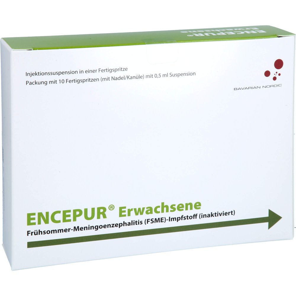 Das Produktfoto zeigt Encepur Erwachsene Fertigspritzen (10X0.5 ml) PZN 00832545