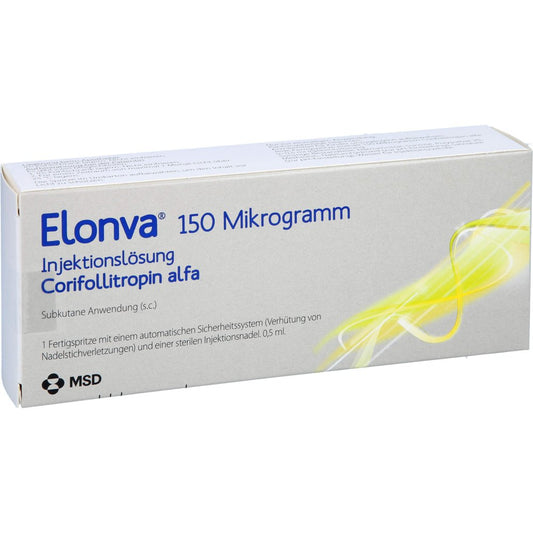 Das Produktfoto zeigt Elonva 150 Mikrogramm Injektionslsg.I.E.Fertigspr. (0.5 ml) PZN 00837809
