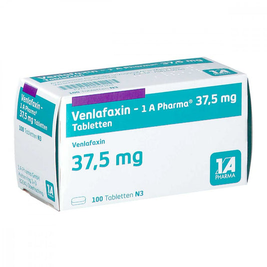 Das Produktfoto zeigt Venlafaxin-1a Pharma 37,5 Mg Tabletten (100 stk) PZN 00852163