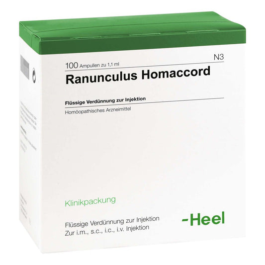 Das Produktfoto zeigt Ranunculus Homaccord Ampullen (100 stk) PZN 00855629