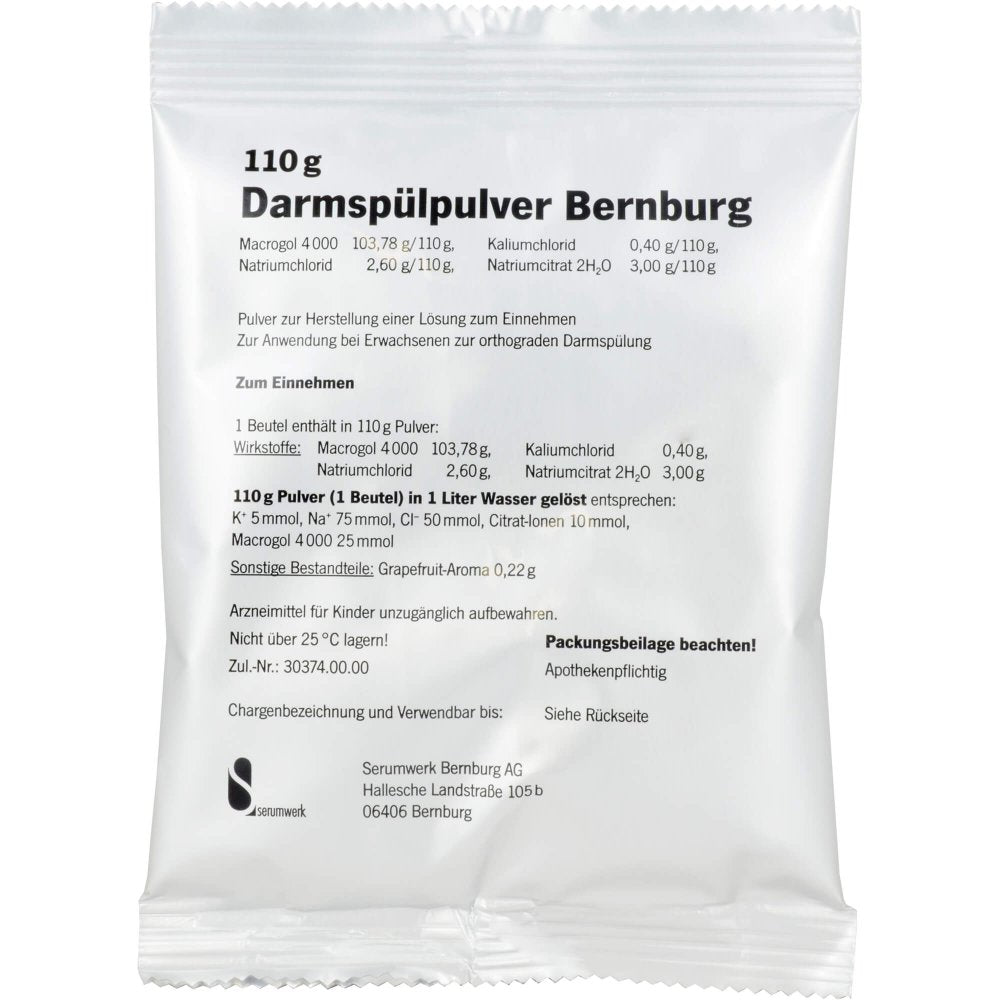 Das Produktfoto zeigt Darmspülpulver Bernburg 110 G (100 stk) PZN 00857002